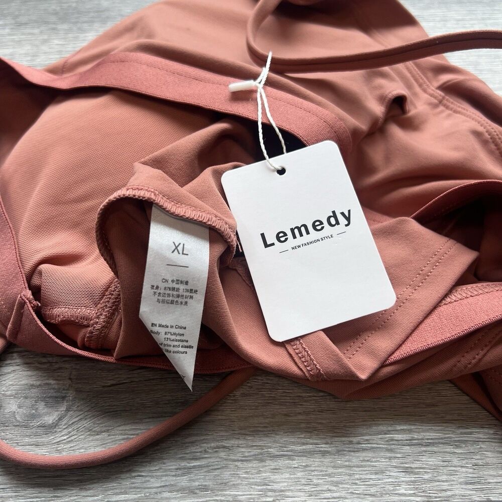 Lemedy Women Padded Sports Bra Fitness‎ dark orange Workout Running yoga NWT XL - Picture 7 of 7